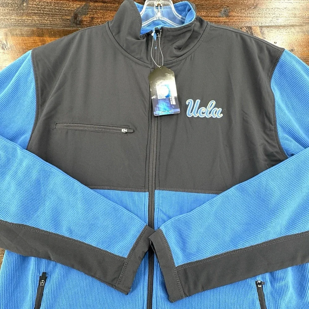 Men's Colosseum UCLA‎ Bruins Blue & Gray Mesa Corded Polar Full Zip Fleece Large